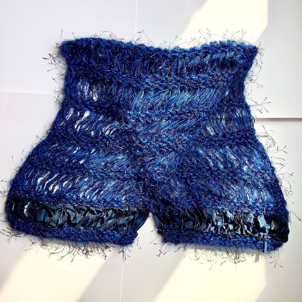 🇨🇦 Handmade Blue Silk & Sparkle Scarf